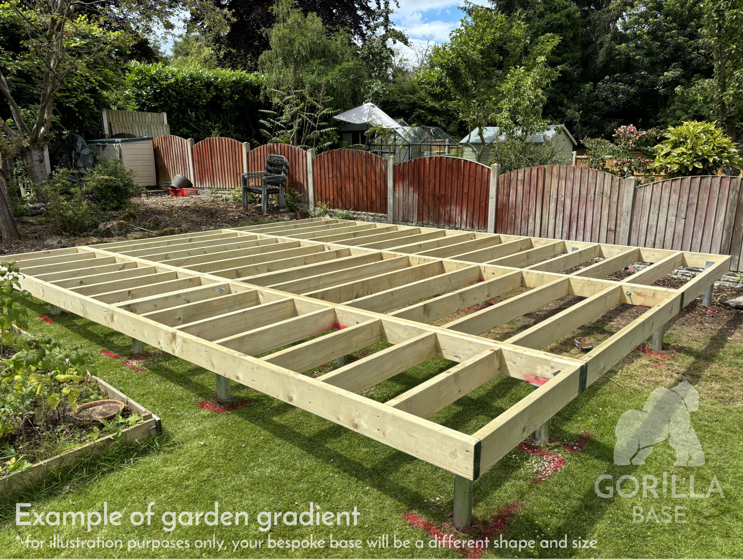 Gorilla Base team installing ground screws on sloped ground with specialist equipment